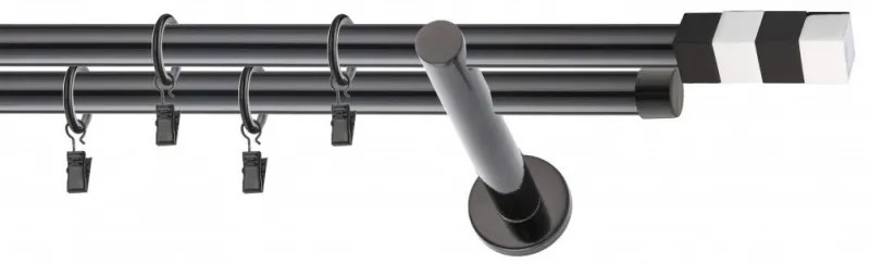 Galerie dubla PICIOR UNIVERSAL MAGNUM INOX dubla 19/19 - NEGRU (Alege marime: 120 cm)