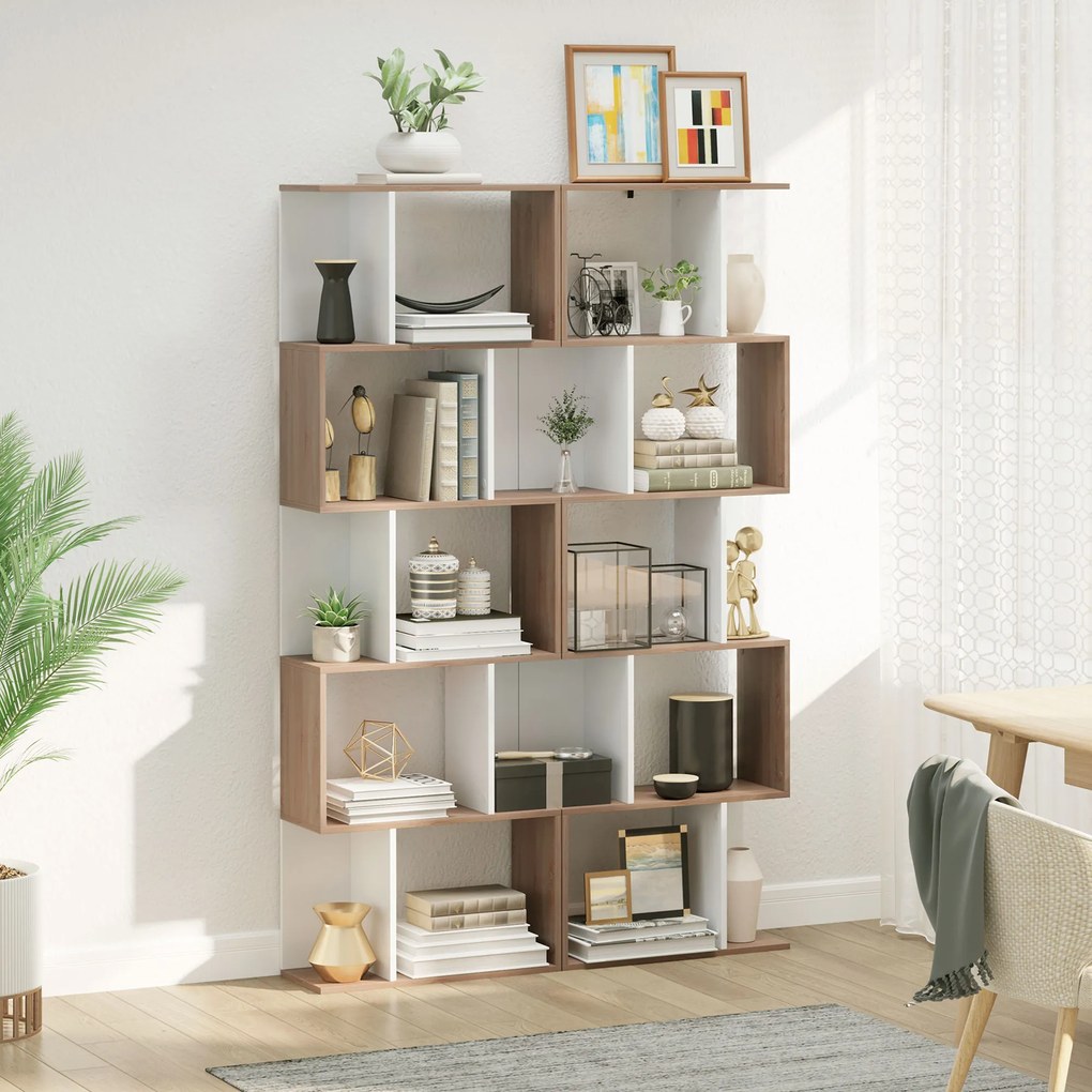 HOMCOM Bibliotecă de Perete Modernă cu 5 Rafturi, Design Vertical din Lemn, 60x24x184.5 cm, Alb | Aosom România