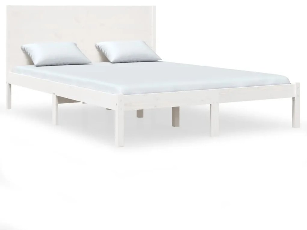 3104149 vidaXL Cadru de pat, alb, 120x200 cm, lemn masiv de pin