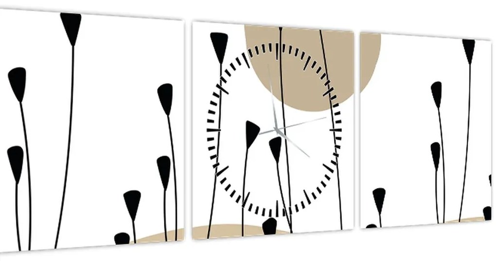 Tablou - Pajiște grafică N⁰2 (cu ceas) (90x30 cm)