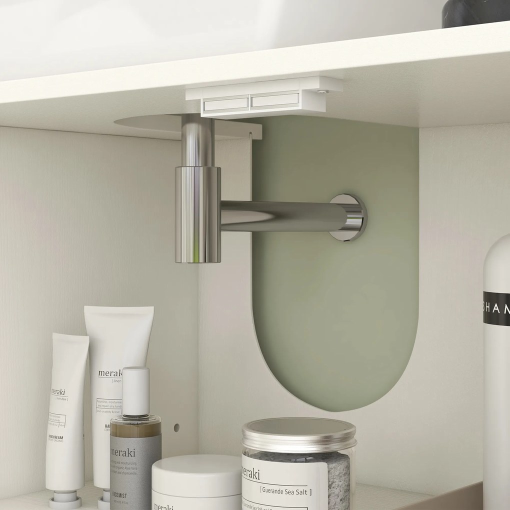 HOMCOM Mobilier sub Chiuvetă Mobilier de Baie cu Dulap cu Două Niveluri Rafturi Reglabile 90l x 30P x 63H cm crem | Aosom Romania