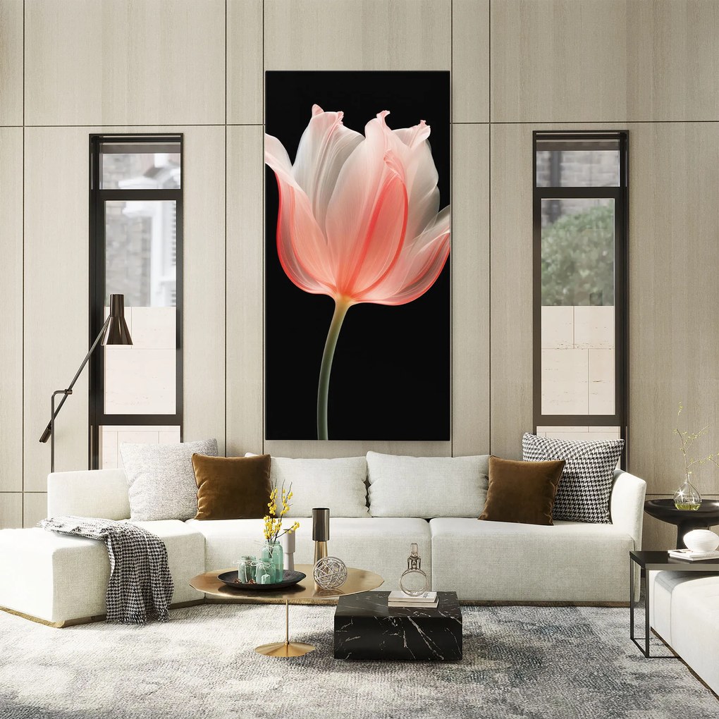 Tablou Canvas, 80x160cm, Dormitor si Living, Flori, Lalele, Pastel Pink Tulip