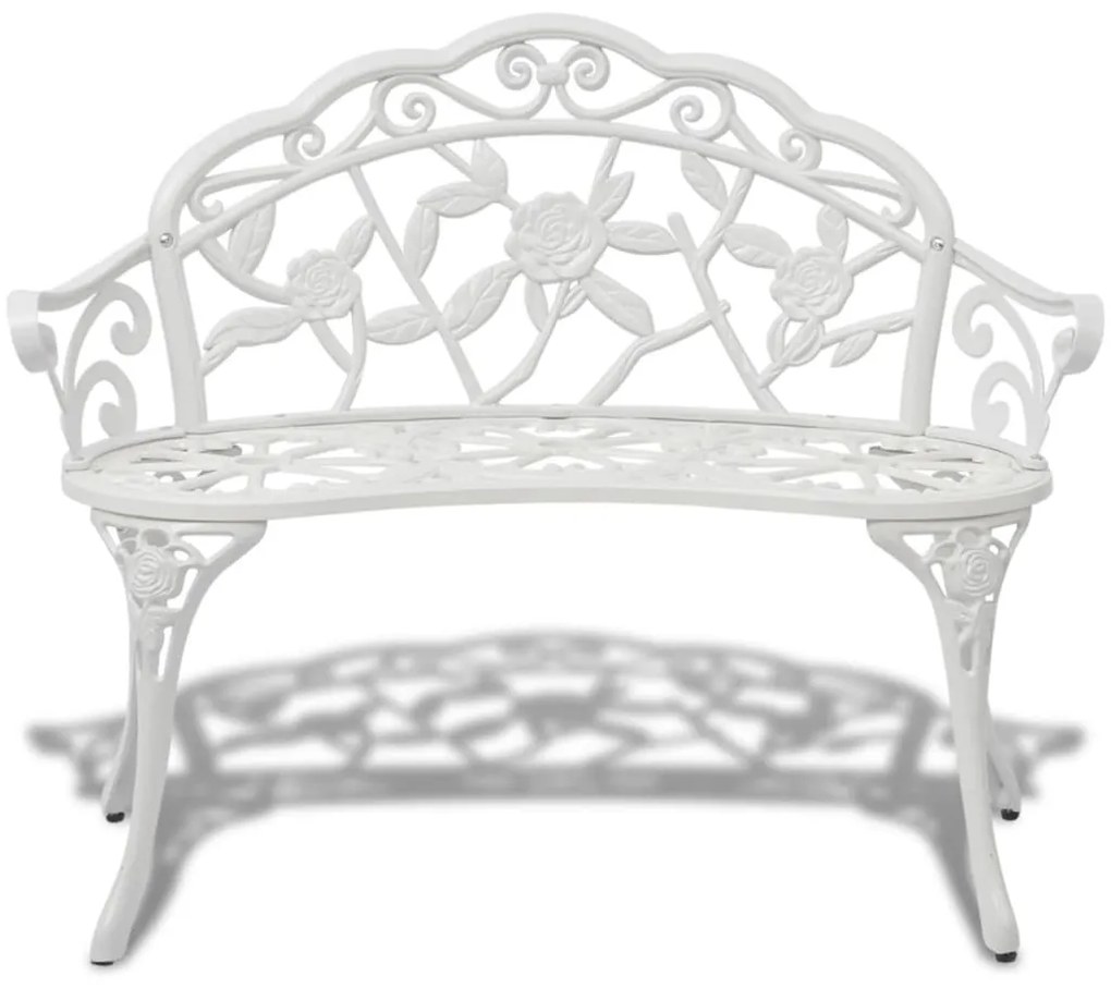 42167 vidaXL Bancă de grădină, mulaj din aluminiu, alb