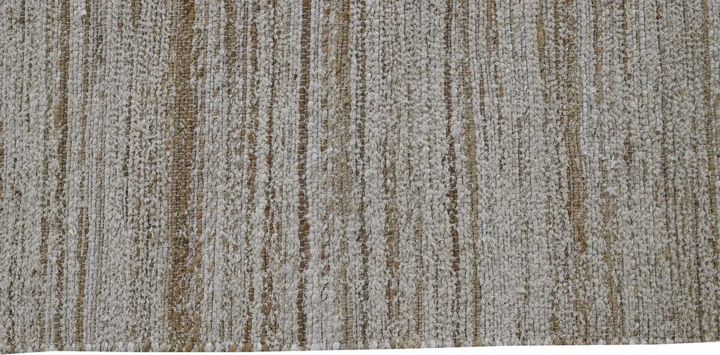 Covor din bumbac și iută țesut manual, antiderapant, bej natural, 75X175 cm, 1800 GSM, „Cotton Jute Carpet"