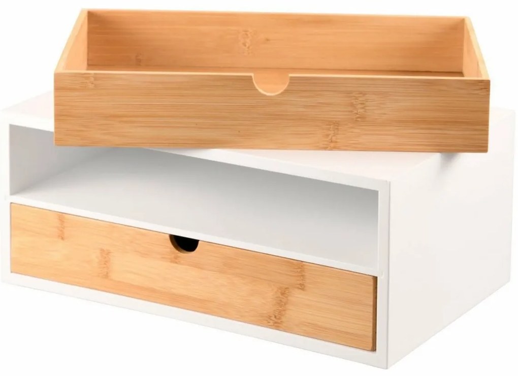 Kesper 58955 Organizator cu 2 compartimentebambus, 33 x 21 x 13,5 cm