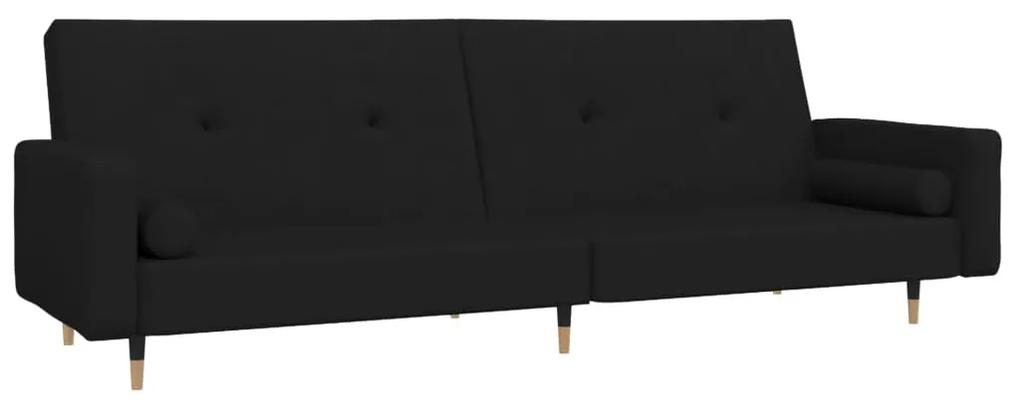Canapea extensibila 2 locuri, cu taburet, negru, catifea Negru, Cu suport de picioare