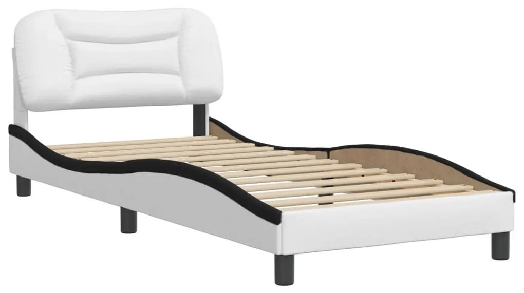 3207966 vidaXL Cadru de pat cu tăblie alb și negru, 80x200 cm, piele ecologică