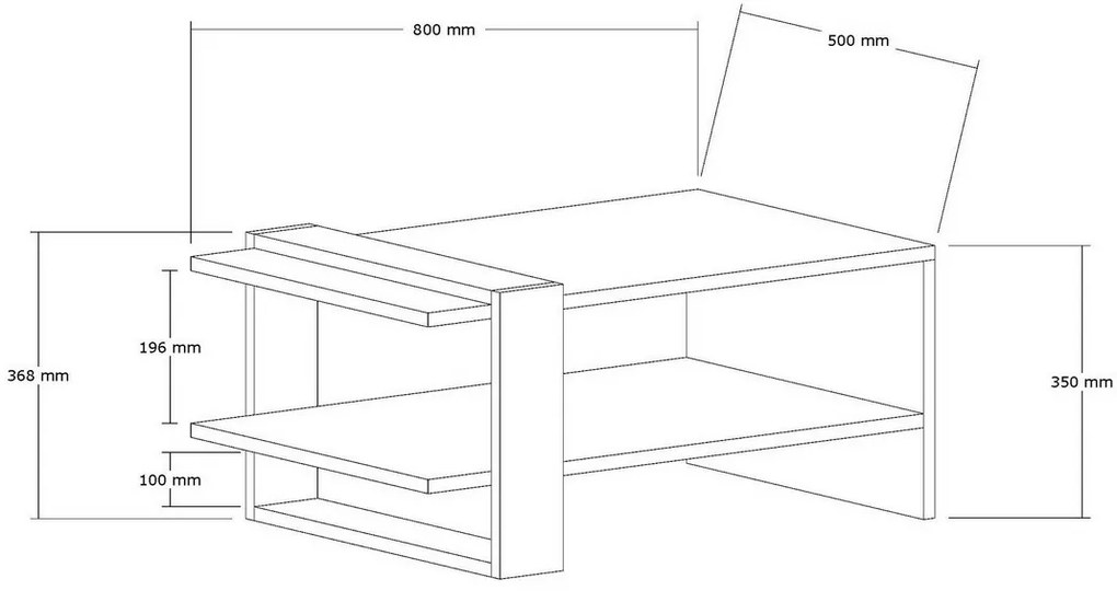 Măsuță de cafea Yonca Anthracite and SapphireOak