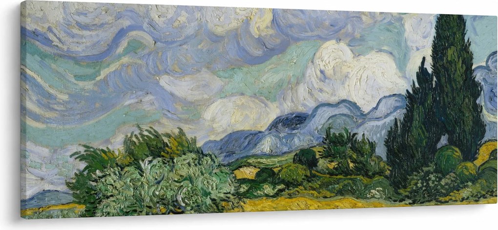 Tablou - Vincent van Gogh, Wheat Field with Cypresses, reproducere (120x50 cm)