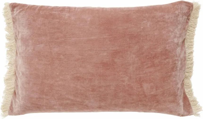 Fata de perna roz din catifea cu franjuri 65x40 cm Fringes Nordal