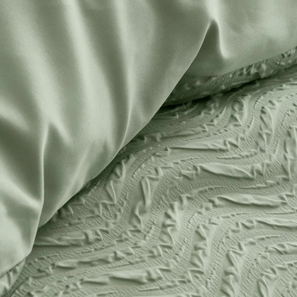 Lenjerie de pat verde din țesătură crep pentru pat dublu, extinsă 230x220 cm Heatset Wave – Catherine Lansfield
