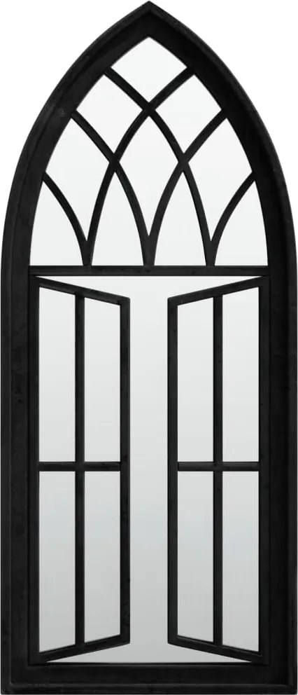vidaXL Oglindă de grădină, negru, 70x30 cm, fier, uz exterior
