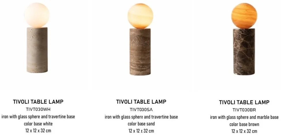 Veioza din marmura si sticla maro Tivoli