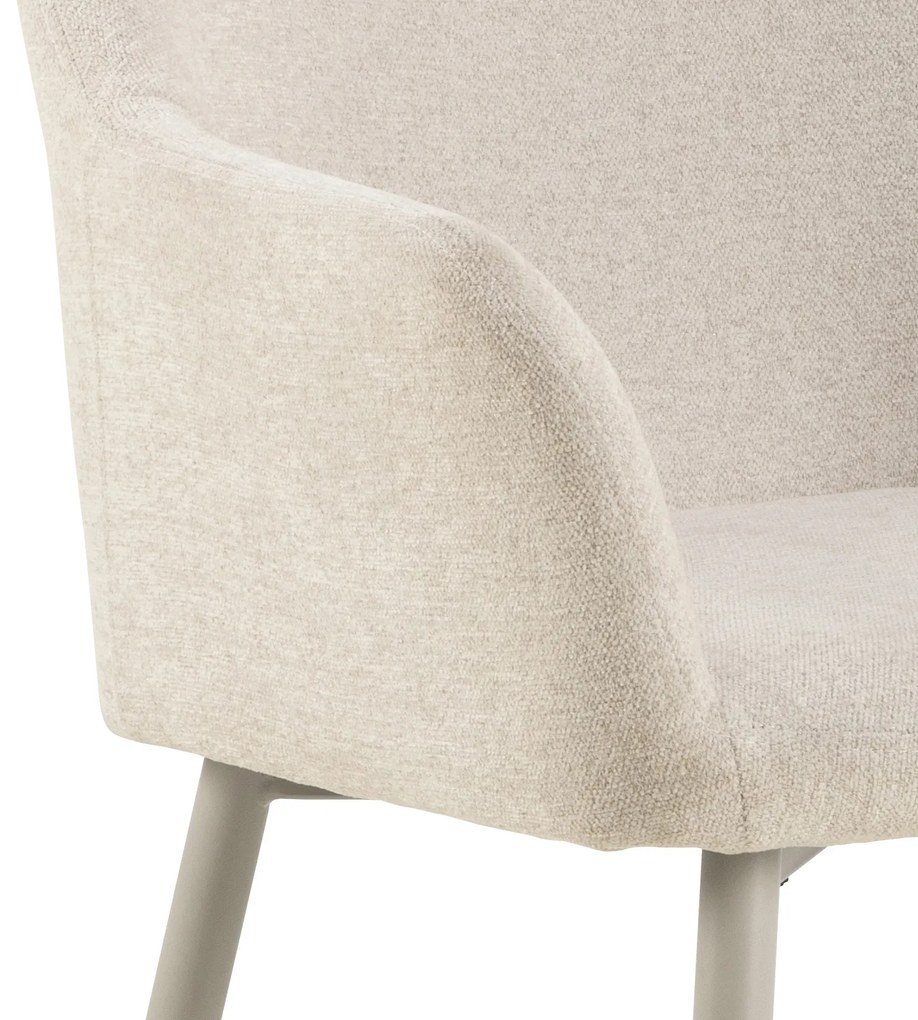 MAZZONI EXPORT VERA Bej (material Apia 453) / cadru bej-gri (cașmir) - SCAUN MODERN ADÂNC TAPIȚAT DIN CHENILLE PENTRU SALON/LIVING LOFT