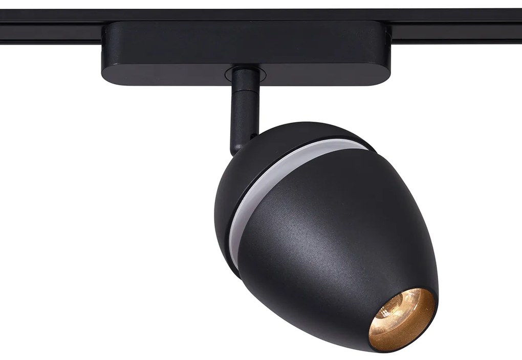 Sistem modern de iluminat pe șine cu 4 spoturi negre monofazate - Magnetic Eggy
