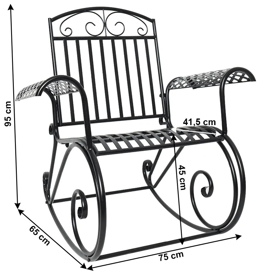 Balansoar de gradina, metal, negru, 75x65x95 cm