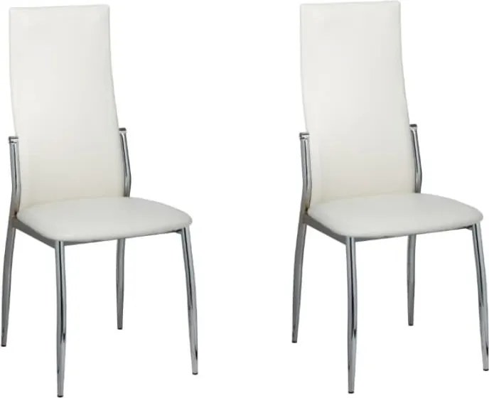 vidaXL Scaune de bucătărie, 2 buc., alb, piele ecologică