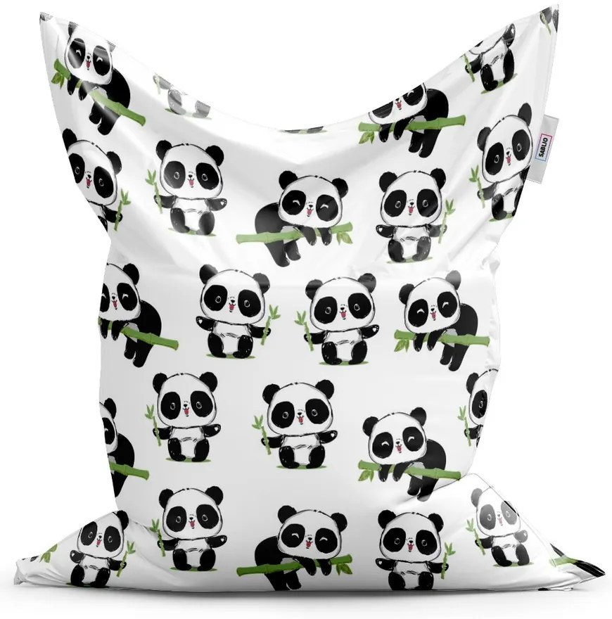 Sac de șezut Classic pande cu rămurică, alb / negru