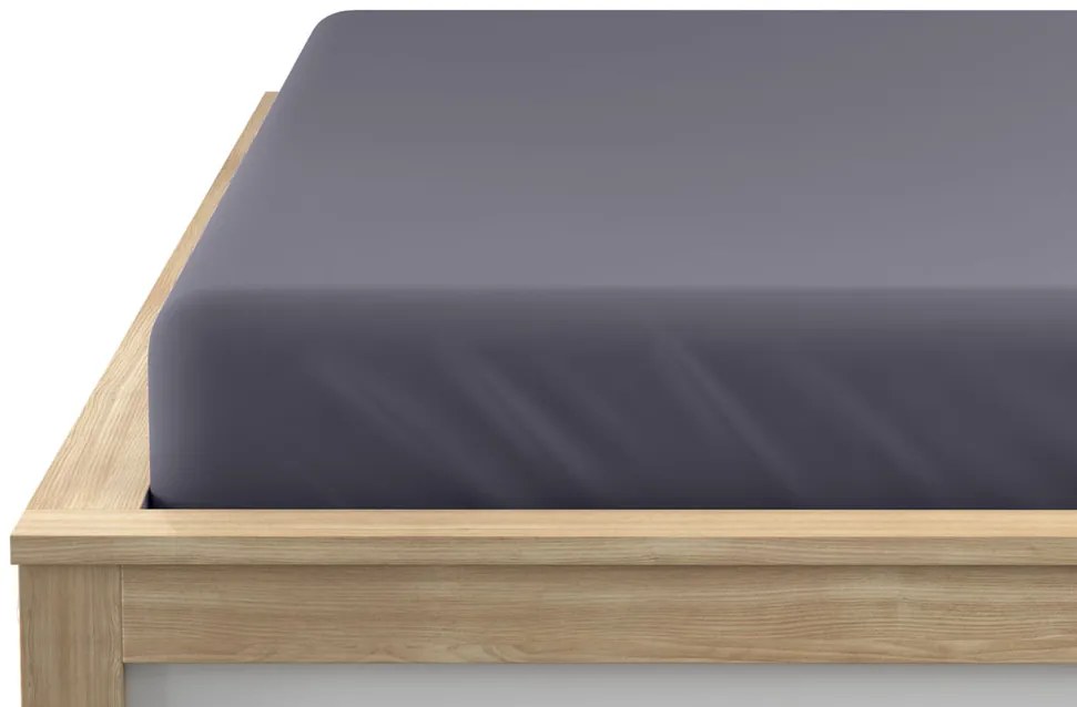 Cearsaf cu elastic din microfibra gri inchis 180x200 cm