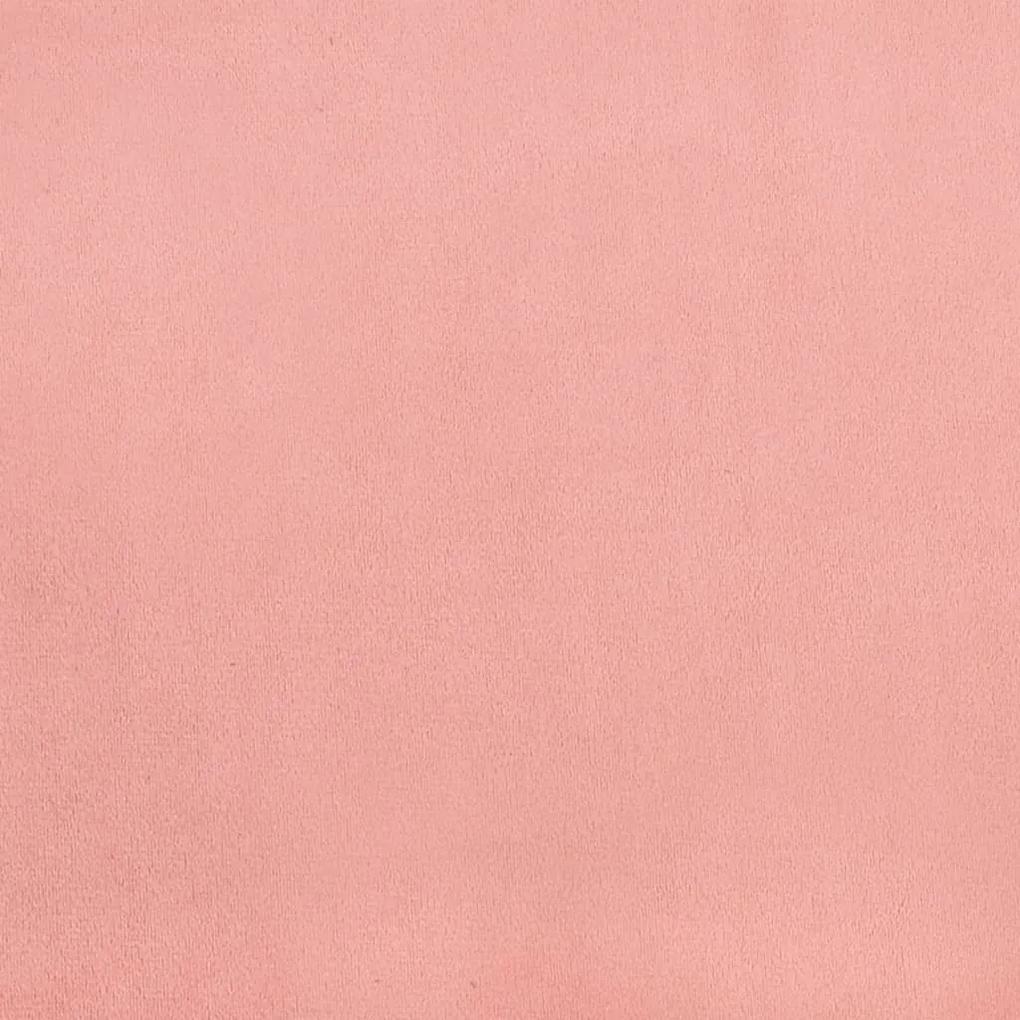 Pat box spring cu saltea, roz, 100x200 cm, catifea Roz, 35 cm, 100 x 200 cm