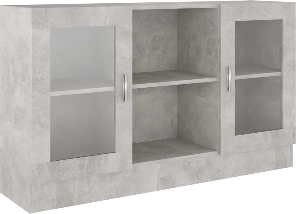 vidaXL Dulap cu vitrină, gri beton, 120x30,5x70 cm, lemn prelucrat