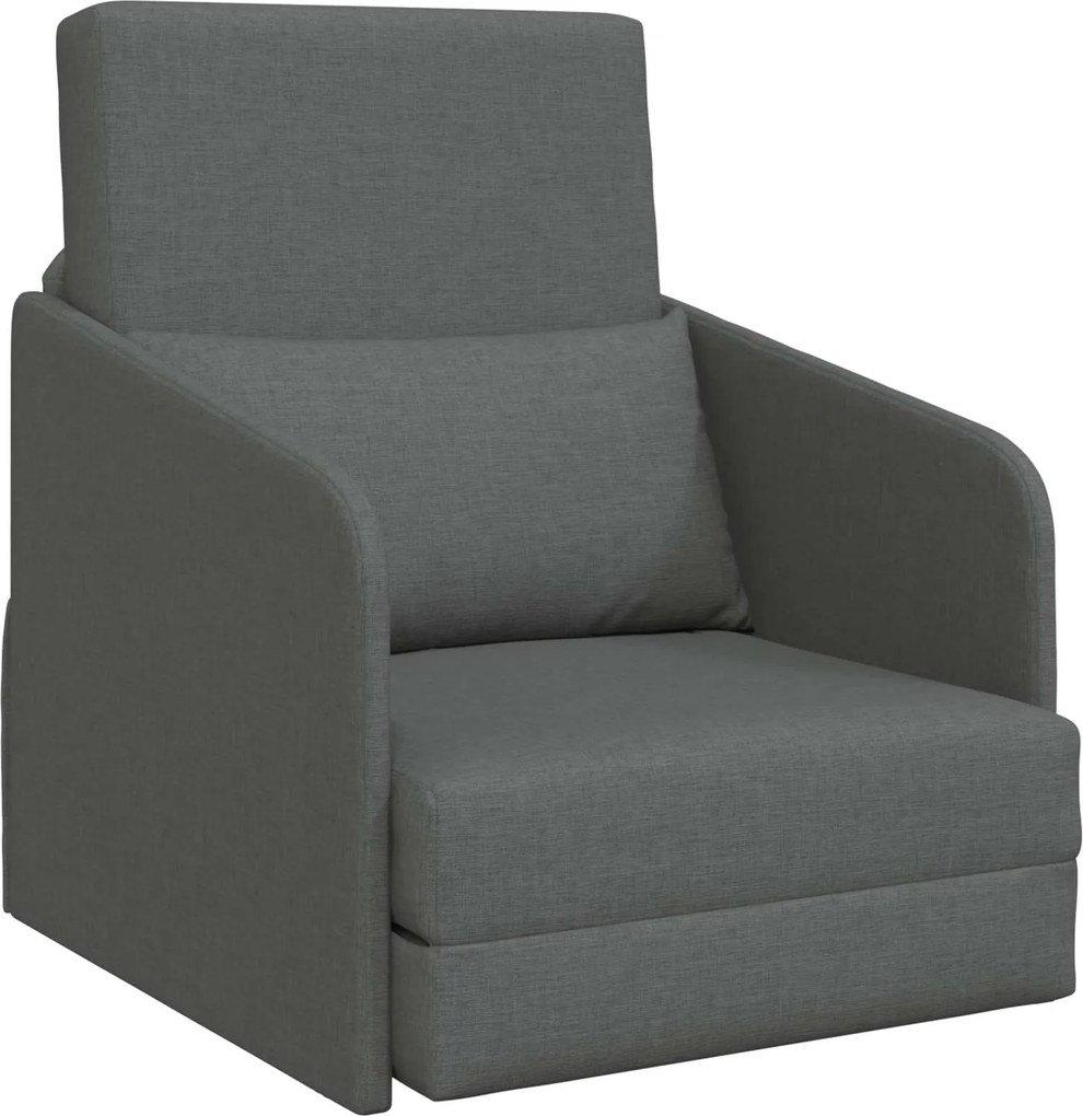 vidaXL Canapea Pliantă cu Pat Gri închis 65 x 80 x 83 cm țesătură