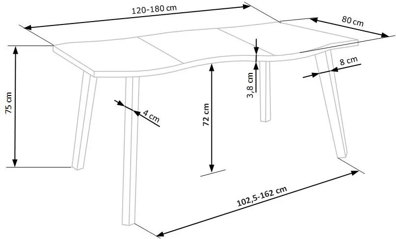 Masa extensibila Dickson L120-180 cm