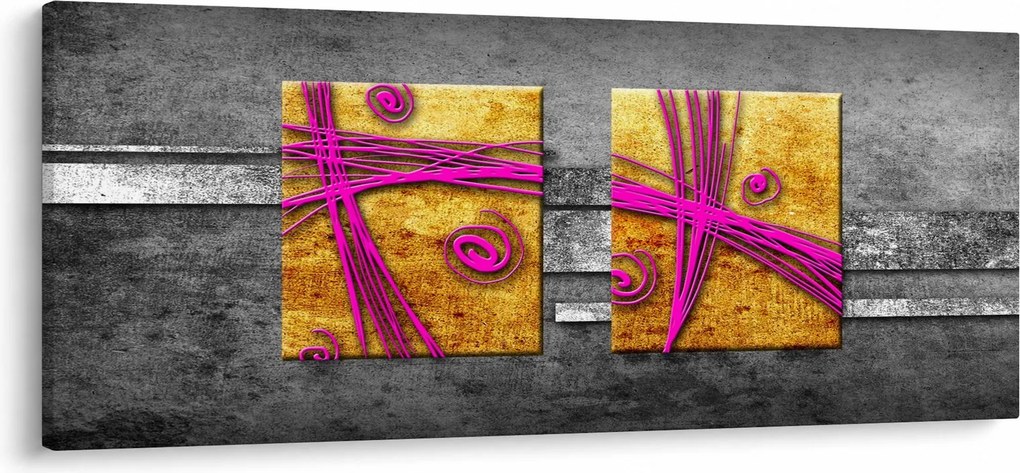 Tablou - Pătratr colorate pe fond negru (120x50 cm)