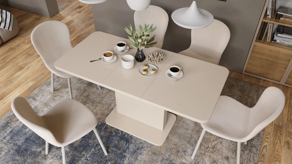 Mazzoni ASTON MINI-Z Bej (Șampanie) - MĂSUȚĂ DE CAFEA MODERNĂ EXTENSIBILĂ REGLABILĂ PE ÎNĂLȚIME MASĂ TRANSFORMABILĂ