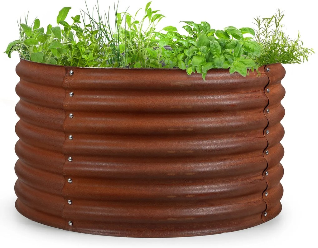 Rust Grow, pat pentru plante ridicat, pat pentru plante de grădină, tablă de oțel zincat, finisaj ruginit