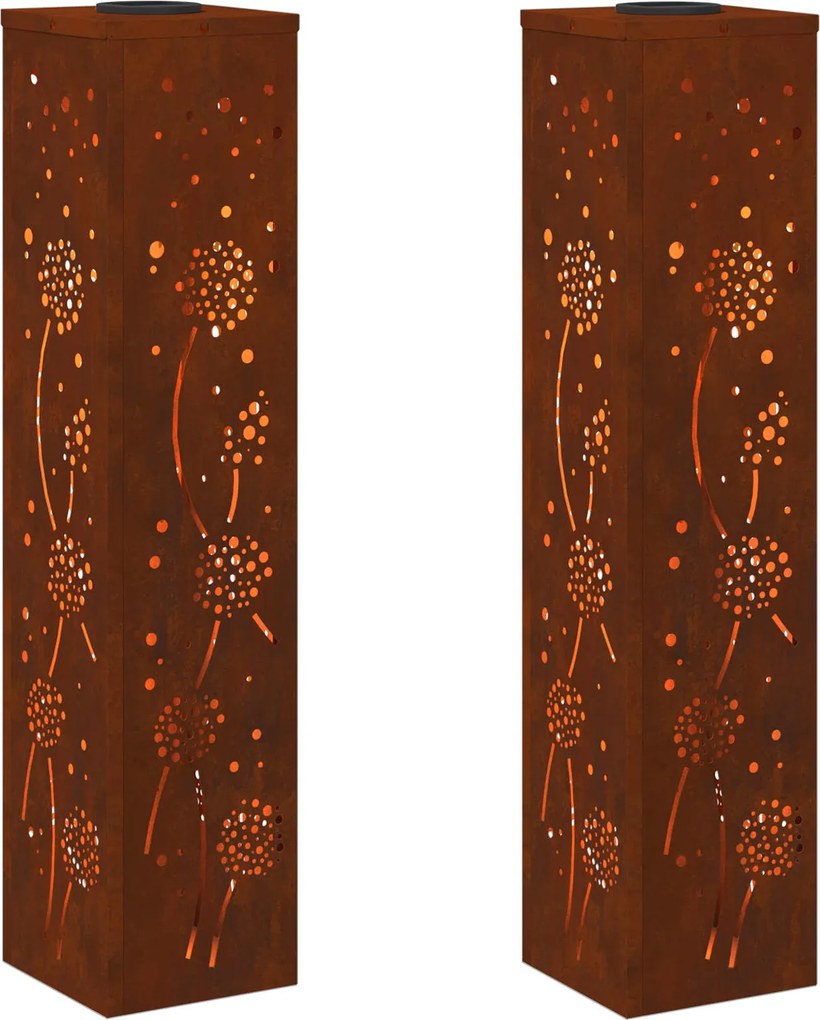 vidaXL Lumină LED Solară pentru Alei 2 pcs Ruginit