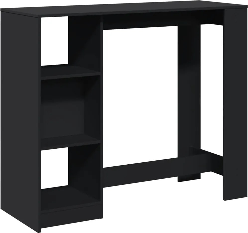 vidaXL Masă de bar cu raft, negru, 124x46x103,5 cm, lemn prelucrat