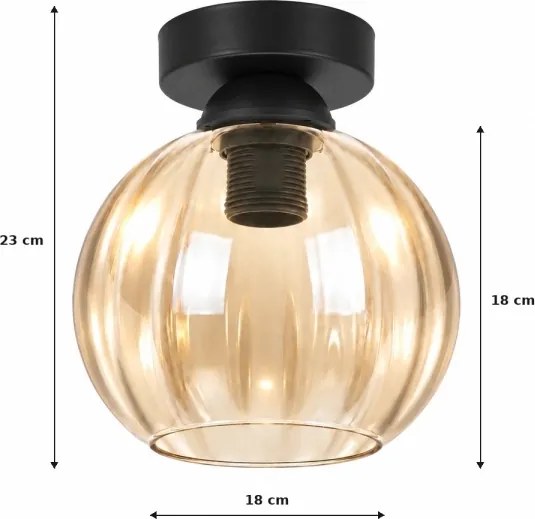 BRILAGI - Plafonieră LED R GLASS 1xE27/60W/230V Ø 18 cm negru/bej fumuriu
