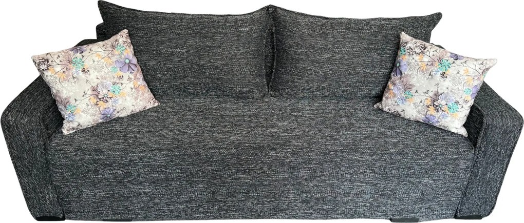 Canapea LARISA extensibila, 3 locuri, lada de depozitare, stofa gri inchis, 220x95x85 Stofa, Gri Inchis