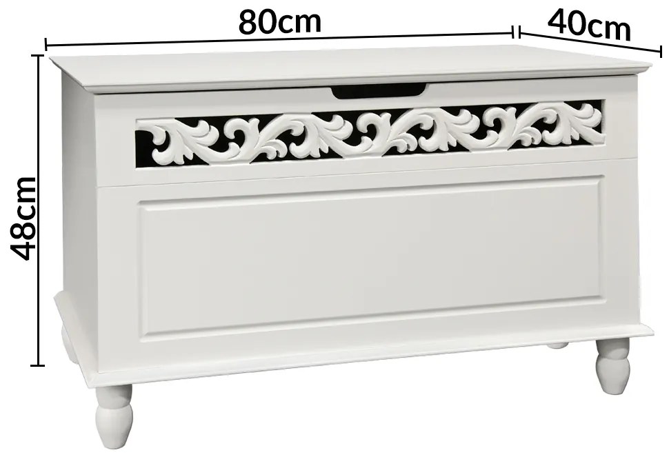 Ladă din lemn JERSEY, 80x40x48cm, alb Casaria