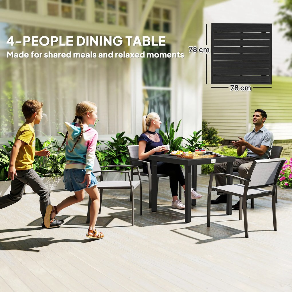 Outsunny Aluminum Outdoor Patio Dining Table for 4 for Garden Lawn Backyard, Natural | Aosom Romania