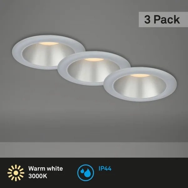 SET 3x corp de iluminat LED încastrat pentru baie Briloner 7041-034 LED/4,9W/230V argintiu