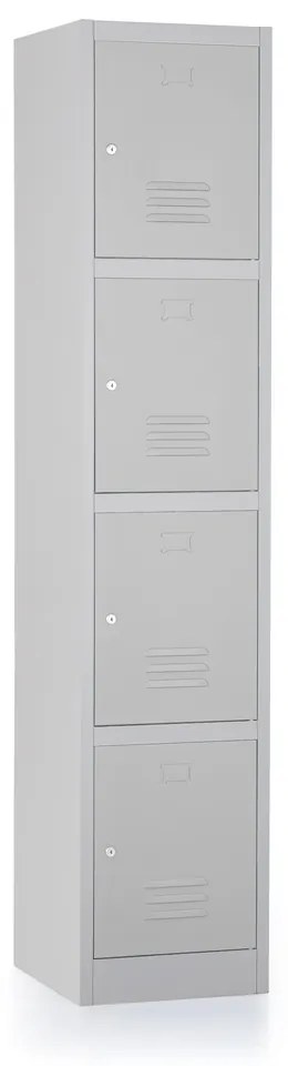 Dulap metalic - 4 cutii, 38 x 45 x 185 cm, broasca cilindrica, gri - ral 7035