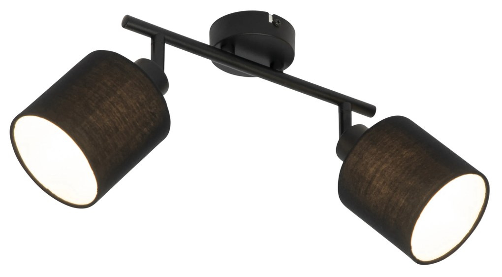 Spotlight de plafon negru cu abajur negru reglabil cu 2 lumini - Hetta