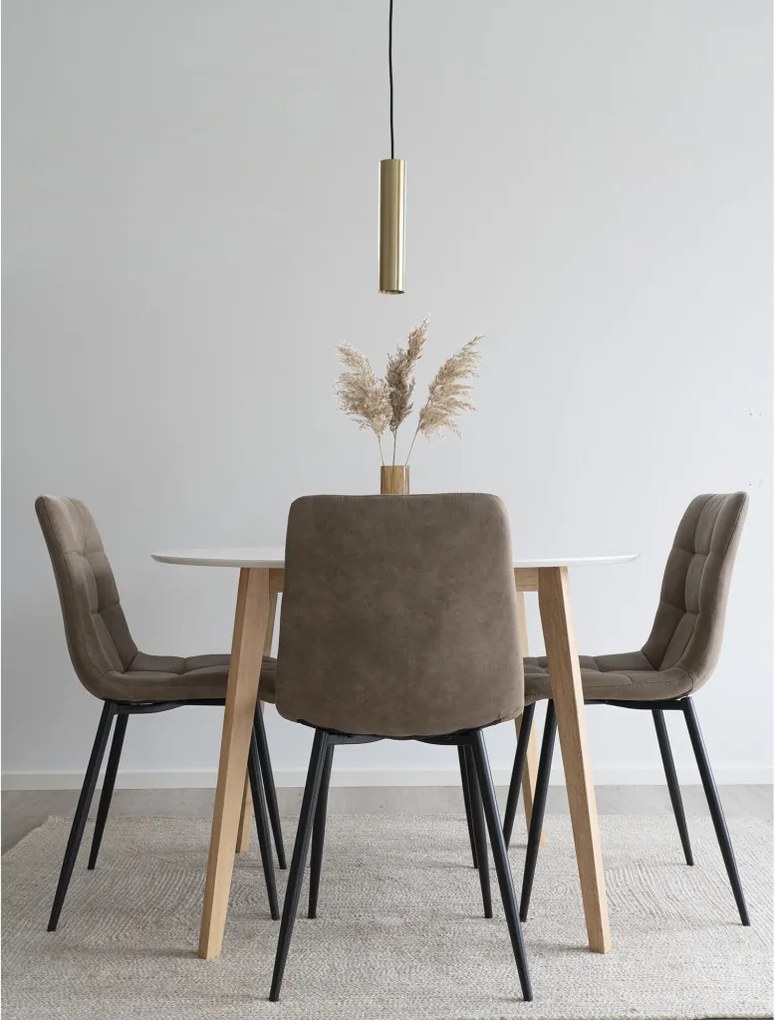 Vojens masă rotundă 105x75 cm alb-natural