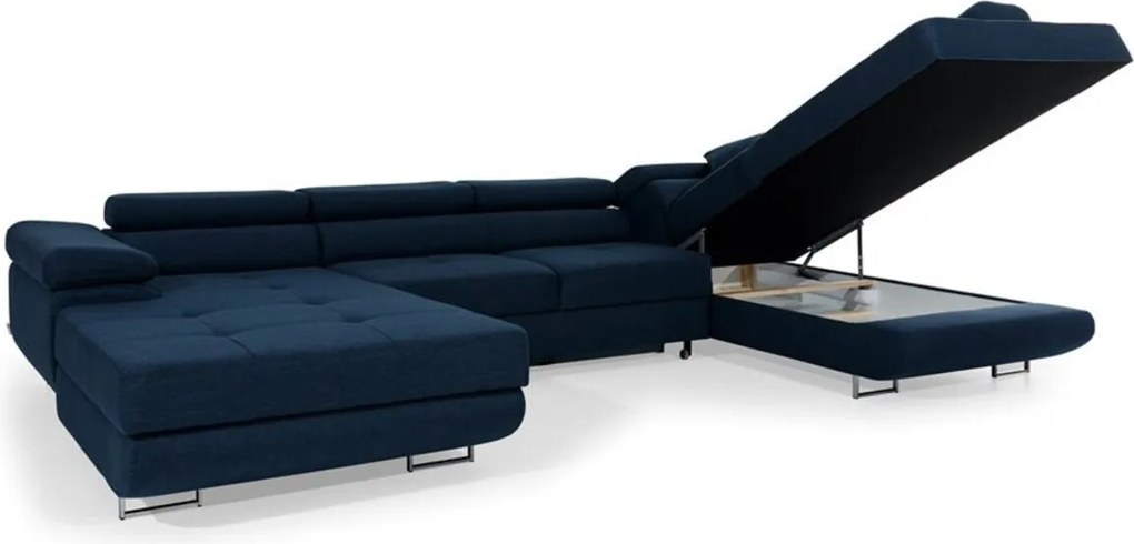 Coltar extensibil dreapta 6 locuri ELTAP, Rod-06, Rodrigo, 345x202x90 cm, lemn/poliester, negru/alb