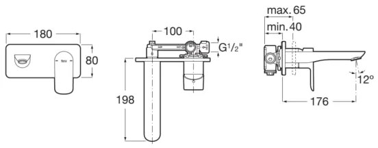Roca A5A356EC00 - Baterie de cadă pentru montaj încastrat CALA, crom lucios