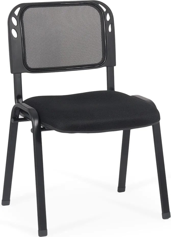 Scaun conferință negru HRC 600 din mesh respirabil cu cadru metalic stivuibil