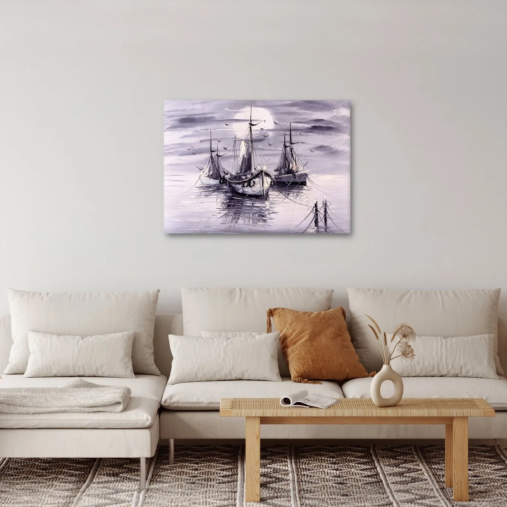 Tablou - Port marin, pictură în ulei (70x50 cm)