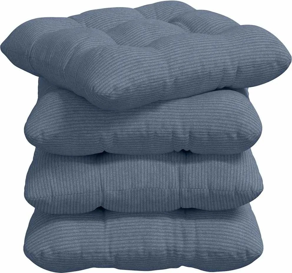 vidaXL Perne de Șezut 4 pcs albastru 40 x 40 cm Țesătură din corduroy
