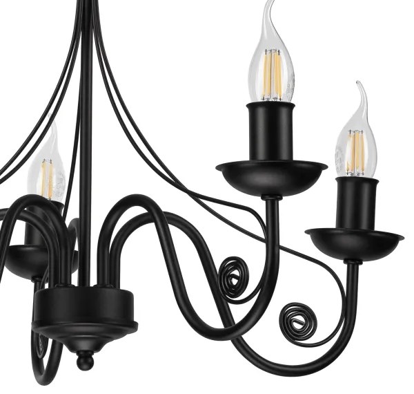 Lustră pe lanț DONATO 5xE14/40W/230V negru