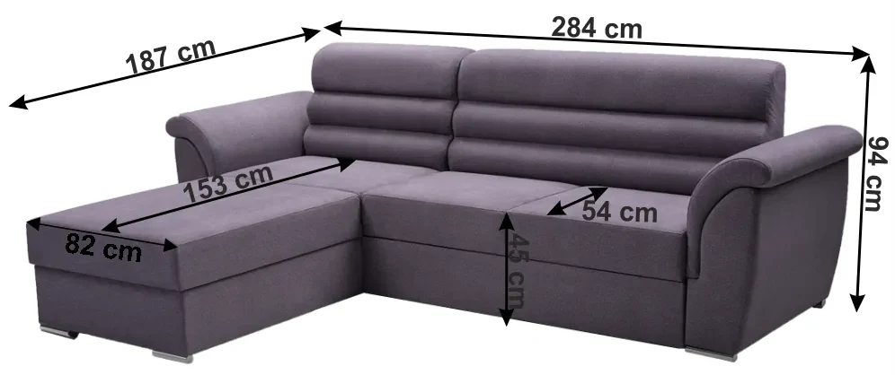 Set de canapea, ţesătură Queens gri închis, stânga, FABO