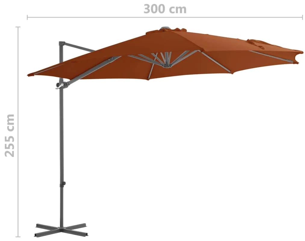 Umbrela in consola cu stalp din otel, caramiziu, 300 cm Terracota, 300 x 255 cm