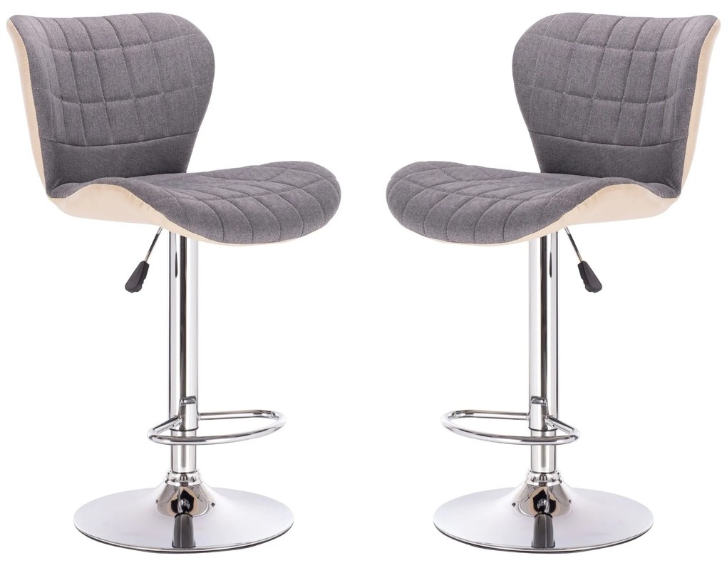 Set 2 scaune de bar Lola, piele ecologica+textil, gri/bej