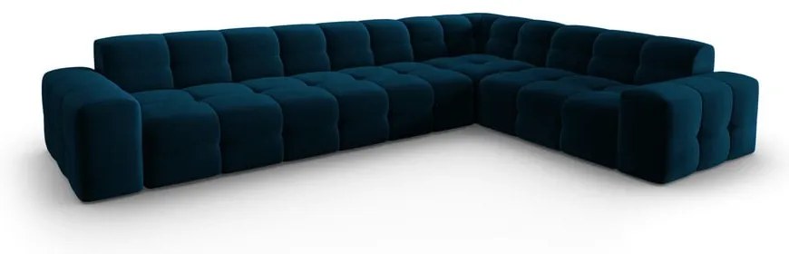 Colțar albastru închis cu tapițerie din catifea (pe partea dreaptă) Kendal – Micadoni Home